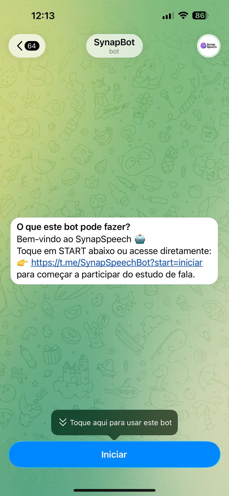 Participante usando o ConnectSynap no celular